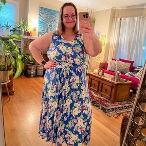 Anthropologie Maeve 2X midi / maxi blue floral dress
